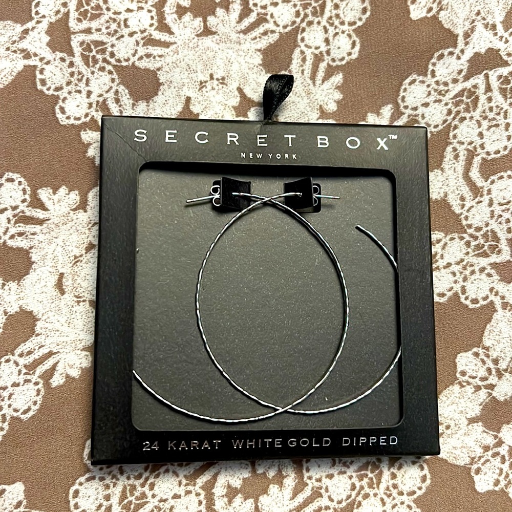 Secretbox 24 Karat White Gold Dipped Hoop Earings